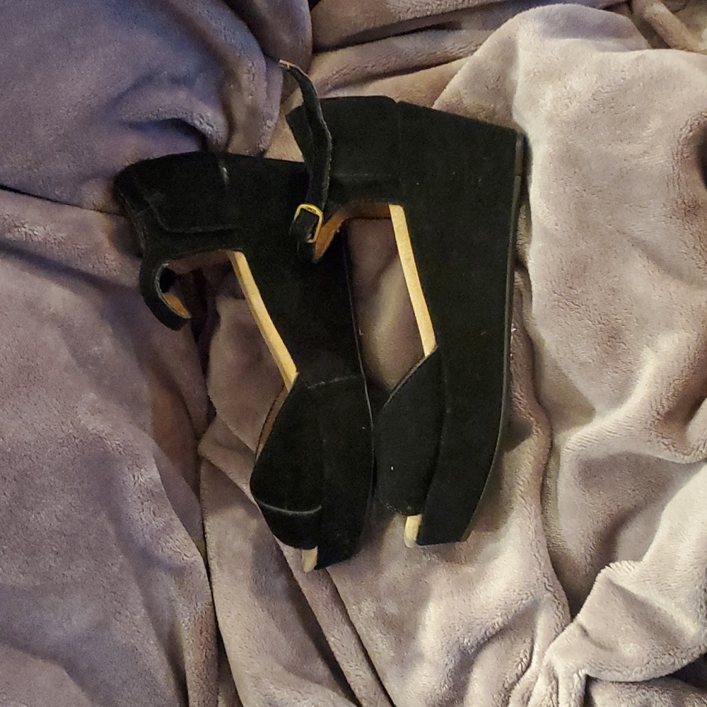 Tom's leather platform mary janes